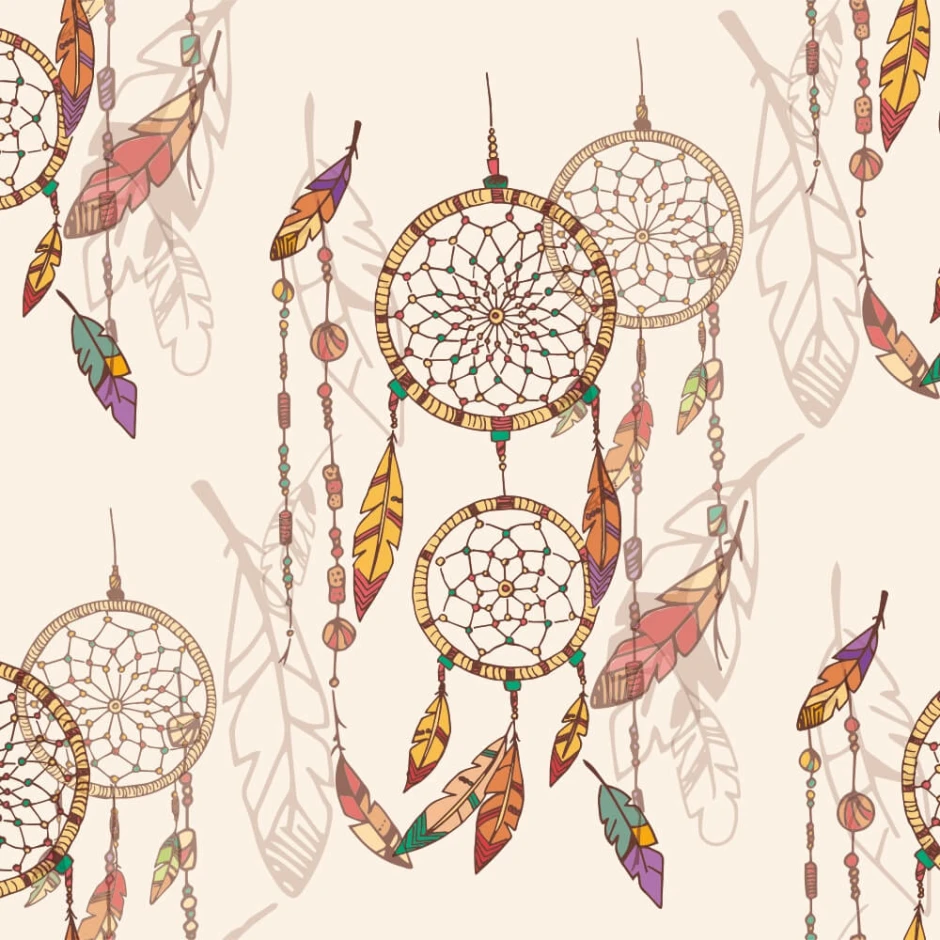 Dream catcher youth wallpaper 0427 - Graphic design featuring dream catchers with feathers and beads.
