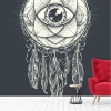 Dreamcatcher Wallpaper 0426 - Graphic design featuring an eye surrounded by patterns and feathers.
