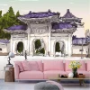 Pagoda wallpaper in Taipei 0431 - Living room decor with light-colored walls and pink furniture.