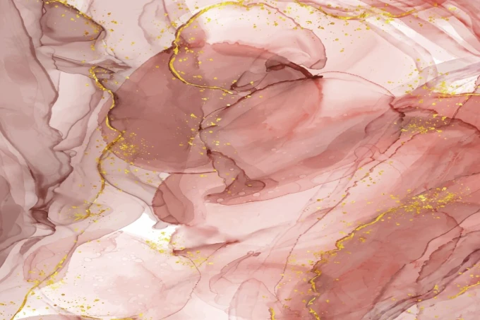 Pink and gold abstract wall wallpaper 0458 - Graphic design with abstract shapes in shades of pink and gold.