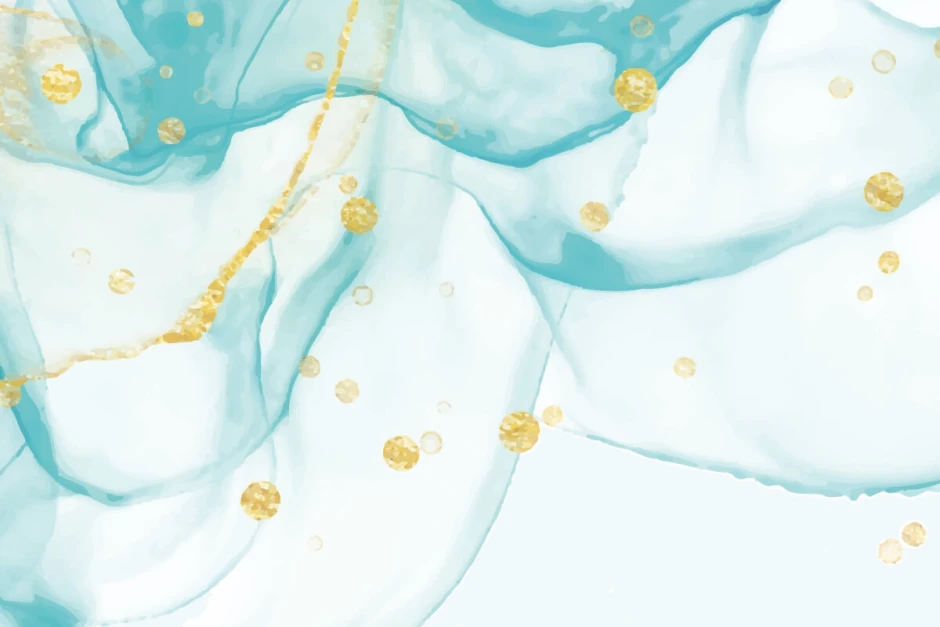 Turquoise-blue abstract wall wallpaper 0457 - Graphic pattern with transparent waves in shades of turquoise and blue.