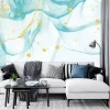 Turquoise-blue abstract wallpaper 0457 - Living room decor with light walls and blue accents.