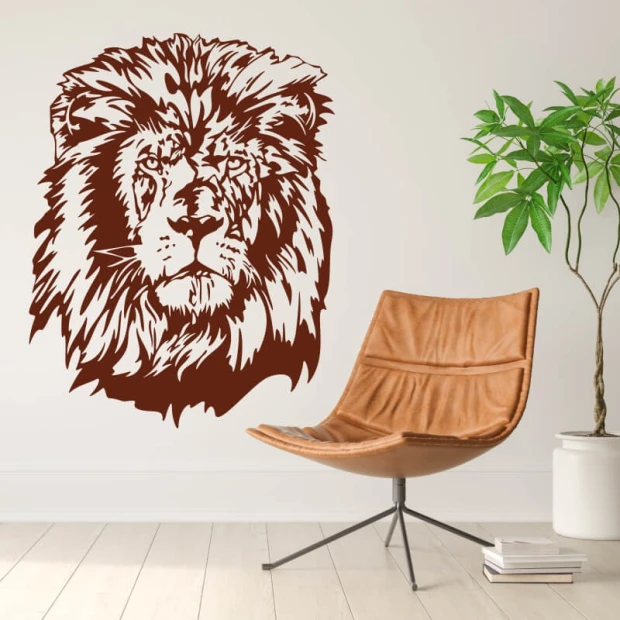 Impressive lion sticker 0808 in warm browns, perfect for modern interiors, adding character.