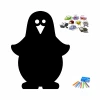 Chalkboard magnetic board for kids, penguin design with large eyes and colorful drawings.