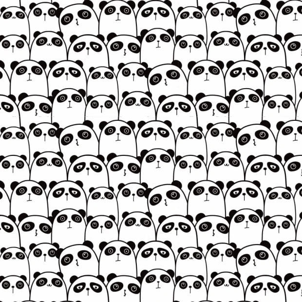 Children\'s wallpaper Panda Bears 0504 - Graphic design with simplified panda images on a white background.