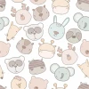 Pastel Animal Wallpaper 0499 - Graphic design featuring various animals in pastel colors on a white background.
