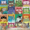 Colorful cheerful cats wallpaper for kids\' room - Graphic design featuring cats in various colors and styles with vivid eyes.
