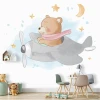 Bear in a plane wallpaper 0493 - Ideal for a child\'s room with light-colored walls and furniture.
