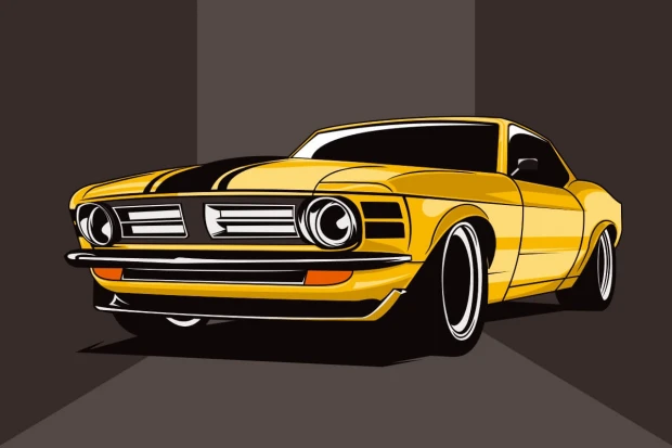 Youth wallpaper featuring a yellow sports car with black stripes on the hood, graphic design.