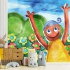 Happy Child wallpaper, meadow, flowers 0483 - Decor for a children\'s room. Light-colored walls, wooden accents.
