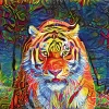 Tiger wall mural, colorful abstract design 0474 - Features a tiger in vibrant colors.