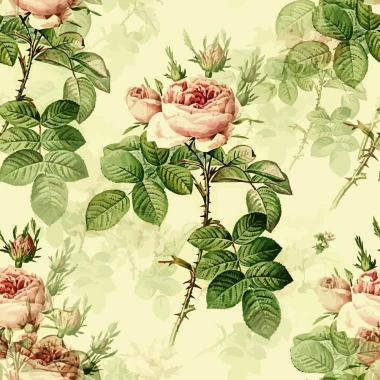 Rose wallpaper 0486 - Graphic design featuring pink roses on a light background, surrounded by green leaves.
