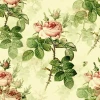 Rose wallpaper 0486 - Graphic design featuring pink roses on a light background, surrounded by green leaves.