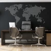 Stylish world map sticker 04 in a minimalist office, perfect for modern interiors.