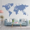 Stylish world map in shades of blue, perfect for a modern living room, adding character and charm.