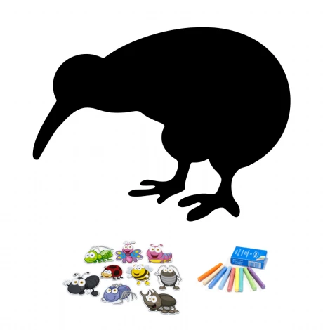 Magnetic chalkboard for kids Kiwi 068 - Features a kiwi bird silhouette with colorful drawings.