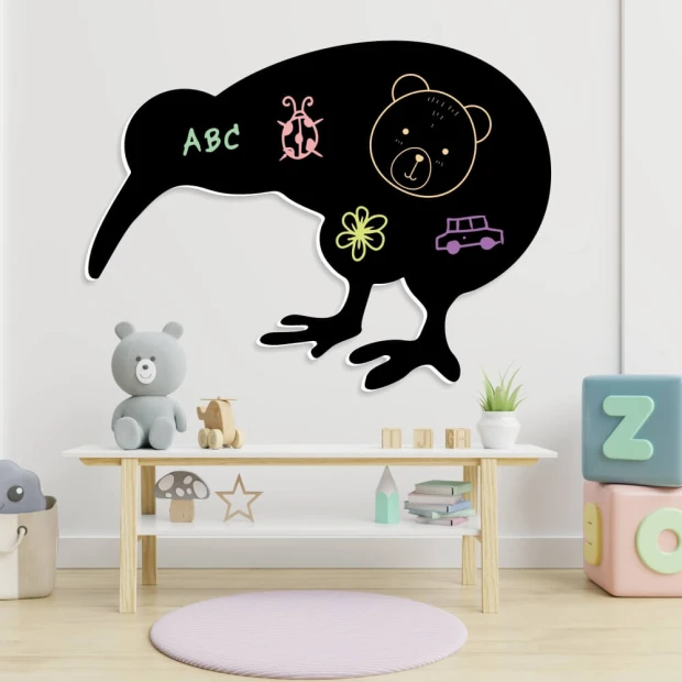 Magnetic chalkboard for kids Kiwi 068 - Decorated in a bright children\'s room with light-colored walls and furniture.