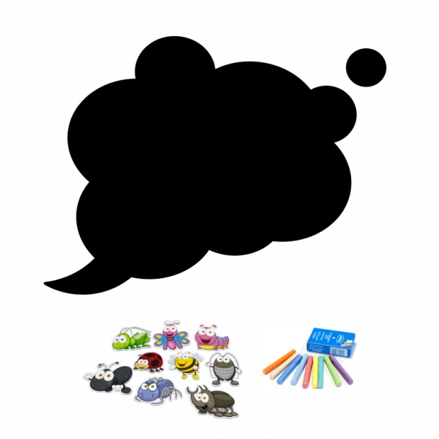 Chalkboard magnetic cloud 121 - Graphic design with insect shapes and colorful chalks.