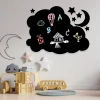 Chalkboard magnetic board for kids featuring a cloud, moon, stars, balloon, house, and bird design.