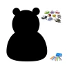 Magnetic chalkboard for kids, Bear 192 - Bear shape with colorful design elements.