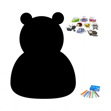 Magnetic chalkboard for kids, Bear 192 - Bear shape with colorful design elements.