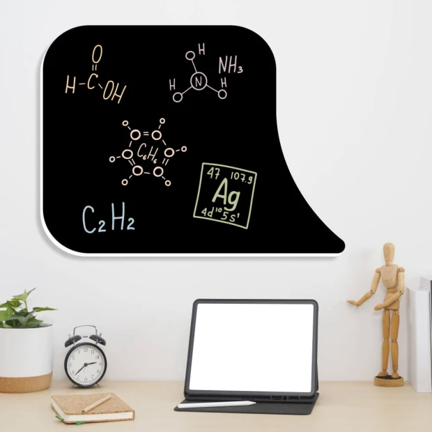 Chalkboard magnetic board for students Dymek 157 - Office setup with light-colored walls and minimalist furniture.