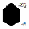 Chalkboard magnetic menu 129 - oval black board with colorful magnets and chalks.