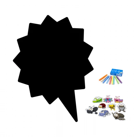 Chalkboard magnetic note board for youth, Dymek 165 - speech bubble design with colorful markers.