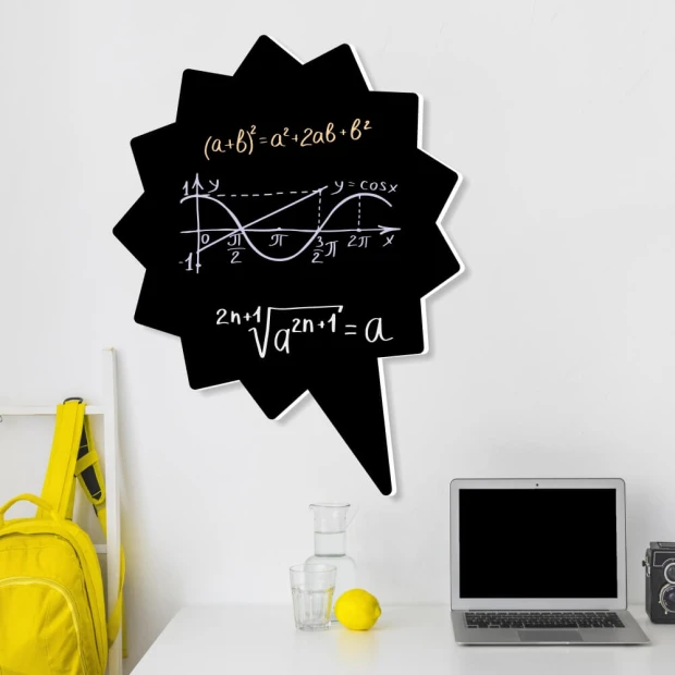 Chalkboard magnetic notice board for teens Dymek 165 - Styled in a bright room with light-colored walls and furniture.