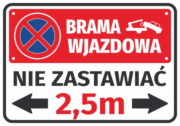 Entrance gate sticker, do not obstruct, fits gate width - Graphic design. Red no-entry sign, white text.