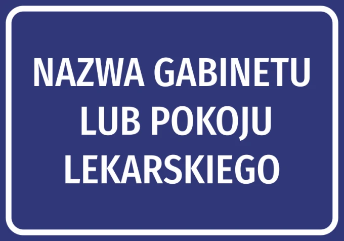 Office sticker for medical room with name field - Simple rectangular design with large text on a dark background.