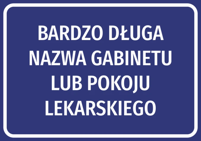 Office sticker for medical room, featuring a name field - Graphic design with blue background and white text.