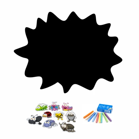 Magnetic board for students, chalk notes, Dymek 367 - graphic design. Black cloud-shaped background.