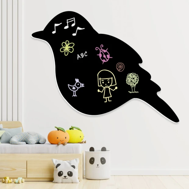 Magnetic chalkboard for kids\' room, Bird 229 - Decorated in bright colors for a playful atmosphere.