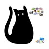 Magnetic chalkboard Cat 273 - Cat-shaped design with big ears and eyes, alongside colorful magnets in various shapes.