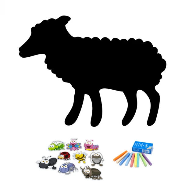 Magnetic board for kids\' room Sheep 225 - Graphic design. Sheep shape with insect elements and colorful accents.