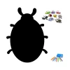 Chalkboard magnetic board for kids in ladybug design with a large oval body and six legs.