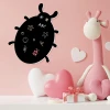 Magnetic chalkboard for kids in ladybug shape with colorful drawings and letters.