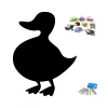 Chalkboard magnetic board for kids Duck 376 - Black duck shape with colorful magnets.