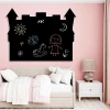 Chalkboard magnetic board for kids Castle 200 - Decor for a child\'s room with pink walls and light furniture.