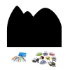 Chalkboard magnetic board for kids, Mountain design in black with colorful crayons and magnets.