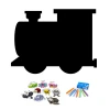 Chalkboard magnetic board for kids, Train 016 - Train-shaped design with colorful insect characters.