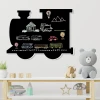 Chalkboard magnetic board for kids, Train 016 - Decor in a child\'s room with light-colored walls and furniture.