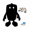 Chalkboard magnetic board for kids Robot 404 - Features a robot with big eyes and colorful crayons beside it.