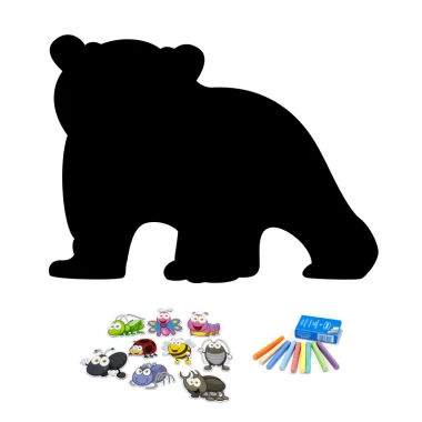 Magnetic chalkboard for kids\' room Bear 401 - Bear-shaped design with colorful accents.