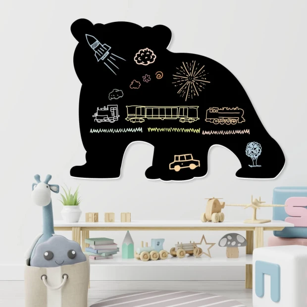 Magnetic chalkboard for kids\' room Bear 401 - Bright wall decor for children\'s space.