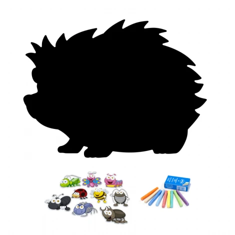 Chalkboard magnetic board for kids\' room, Hedgehog design with clear contours and colorful accents.