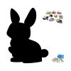 Chalkboard magnetic board for kids\' room, Bunny 266 - Features bunny silhouette and colorful magnets.