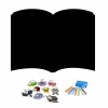 Chalkboard magnetic board for students\' room, Book 342 - Open book design with colorful magnets.