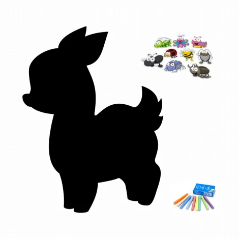 Chalkboard magnetic board Sarenka 265 - Features a deer silhouette with colorful magnets and chalks.